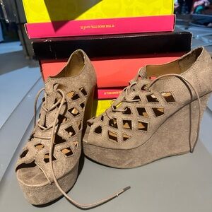 Charlotte Russe Brown Lace-Up Wedges